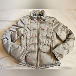 L.E.I. Juniors Silver Puffer Long Sleeve Zip Up Fitted Jacket Size Small